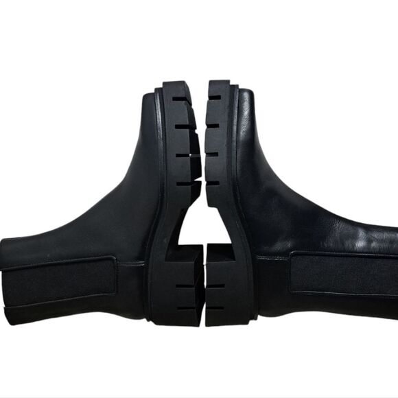 Zara Leather Square Toe Platform Chunky Streetwear Boot Size 37 - Black - Picture 11 of 15